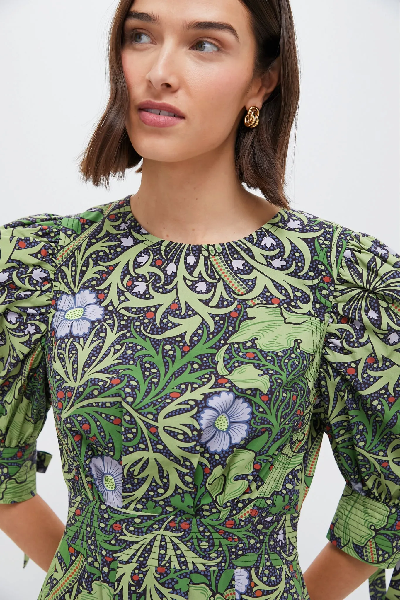 Green Vine Floral Grayson Midi Dress