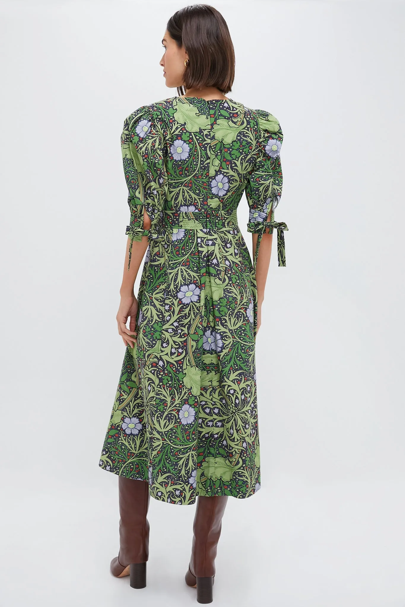 Green Vine Floral Grayson Midi Dress