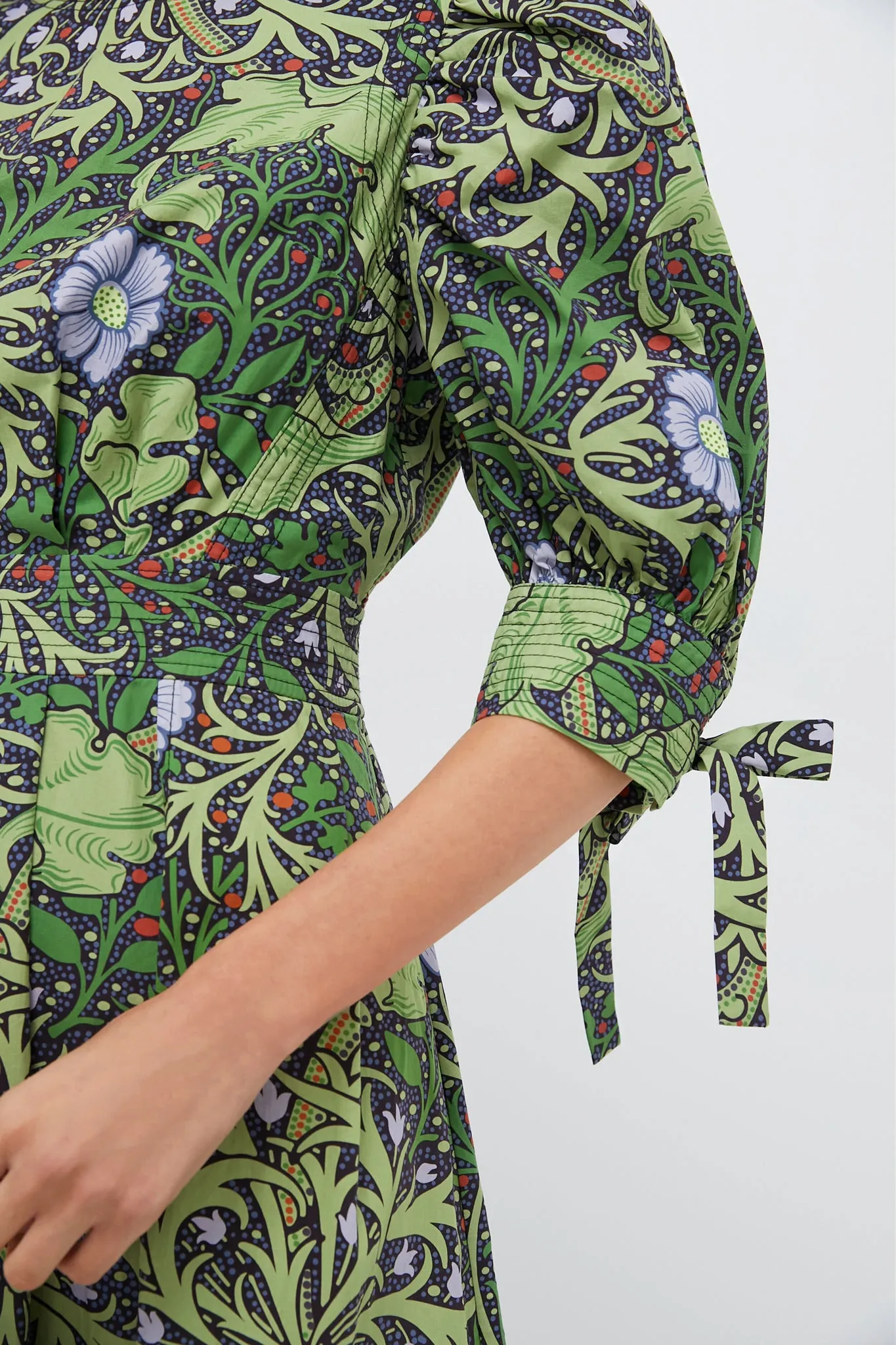 Green Vine Floral Grayson Midi Dress