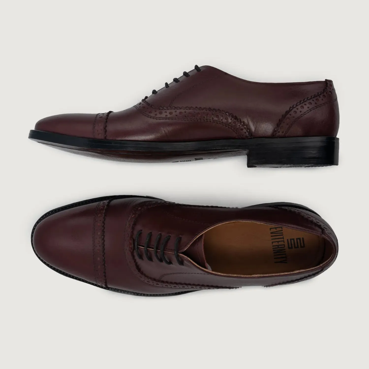 Greyson Brogues Oxford Maroon Leather Shoes