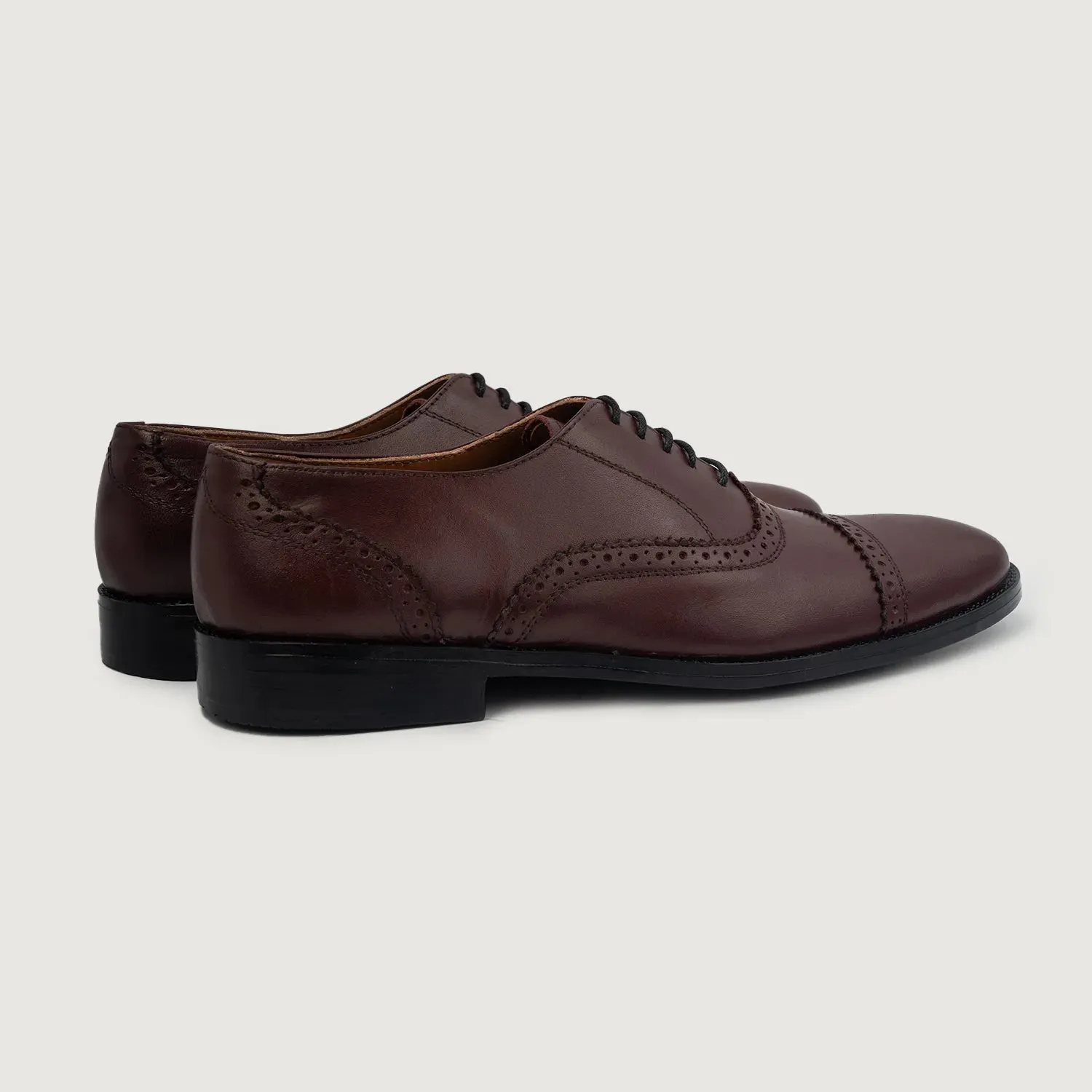 Greyson Brogues Oxford Maroon Leather Shoes