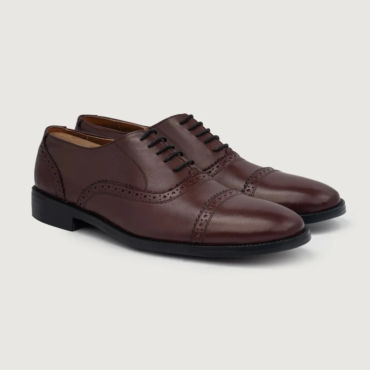 Greyson Brogues Oxford Maroon Leather Shoes