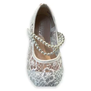 Harper White Lace Flat