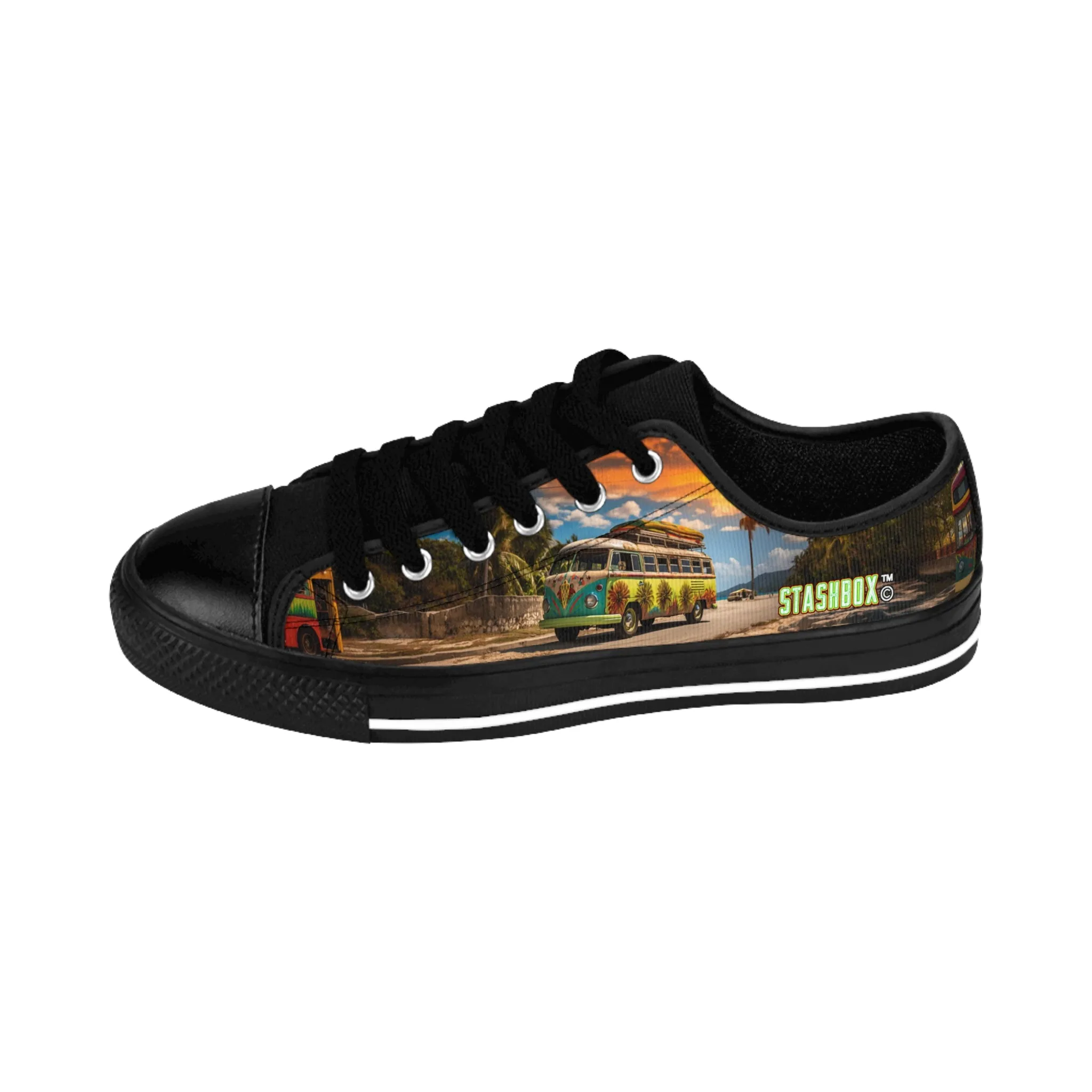 Hawaiian Classic VW Bus - Custom Men's Sneakers - Tropical Design #001