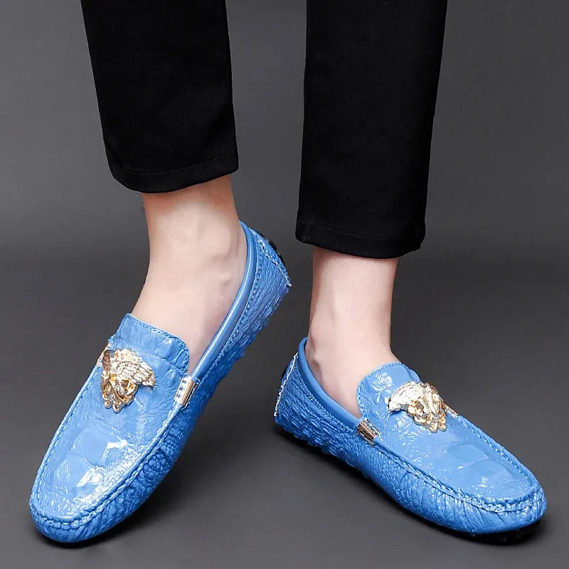 Hnzxzm Fashion Men Sky Blue Casual Loafers Gentleman Leisure Walking Shoes Large Size 35-48 Youth Gentleman Party Dress Formal Shoes