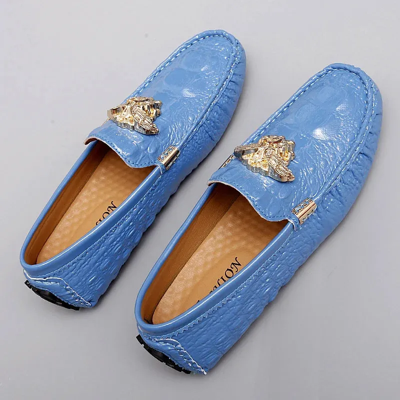 Hnzxzm Fashion Men Sky Blue Casual Loafers Gentleman Leisure Walking Shoes Large Size 35-48 Youth Gentleman Party Dress Formal Shoes