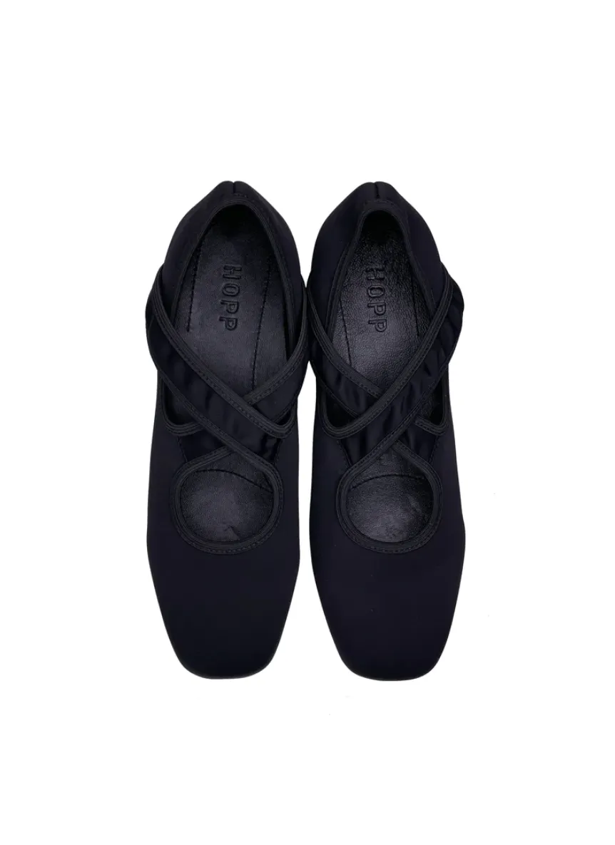 Hopp Studios X Ballet Flats in Black Stretch