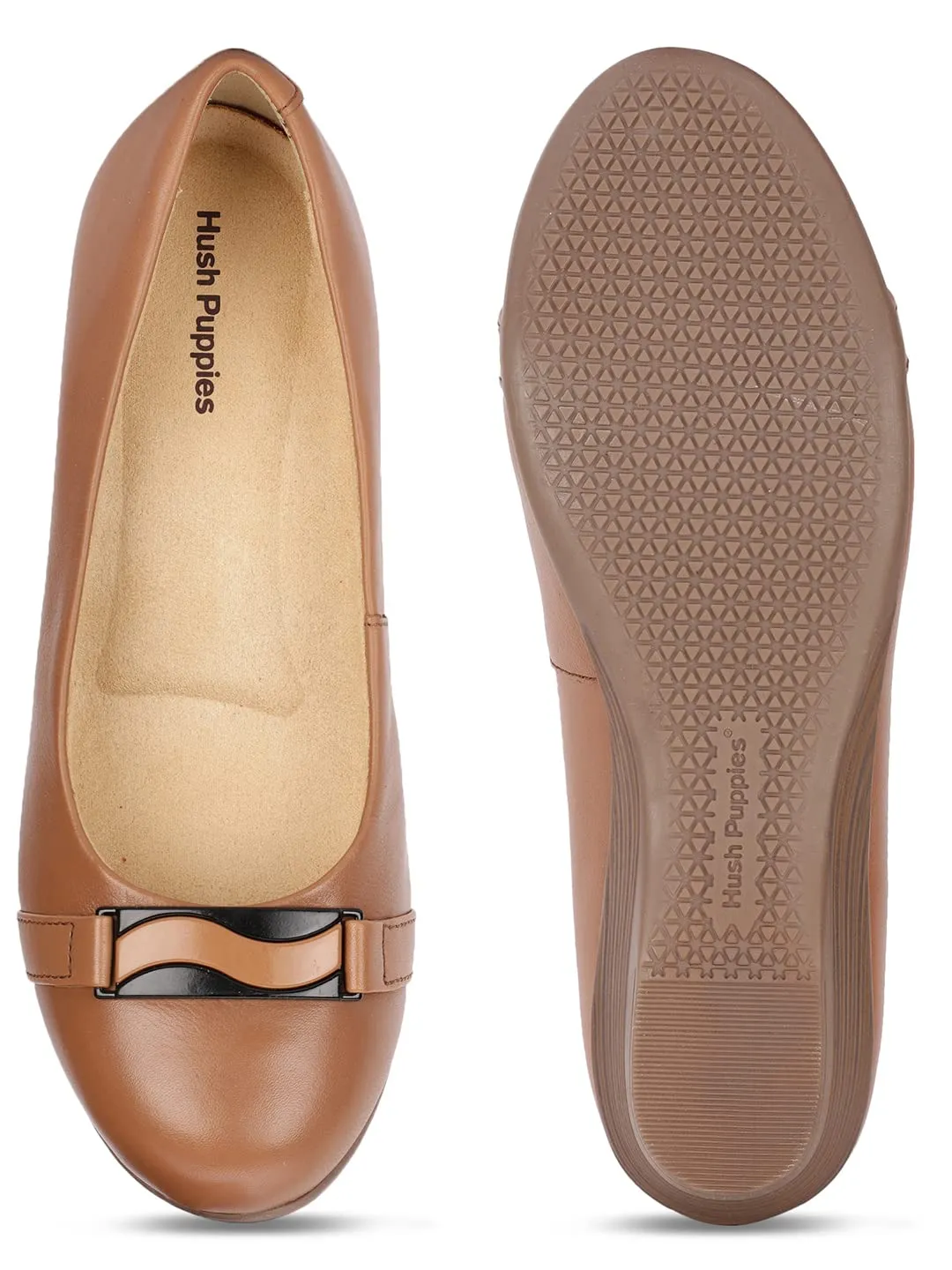 Hush Puppies Womens Dacey Trim Light Brown Ballet Flat - 4 UK (5543525)