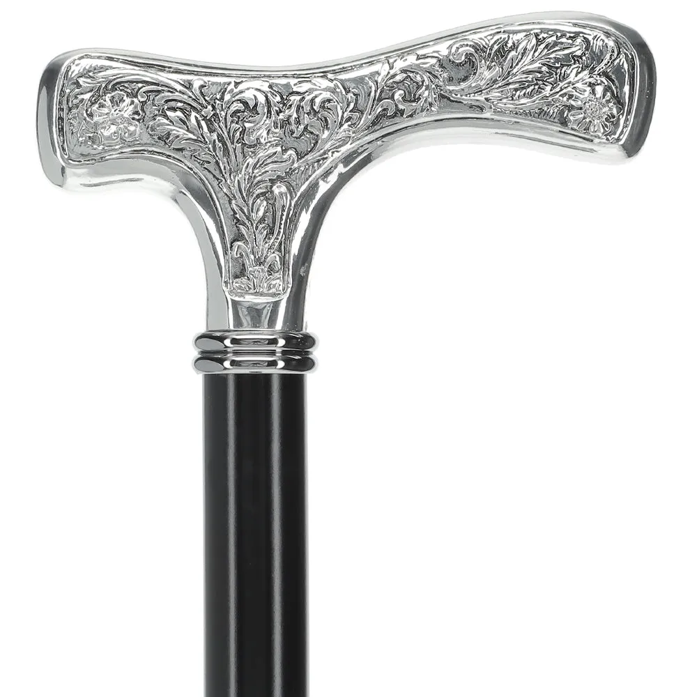 Italian Import: Silver 925r Embossed Fritz Handle Cane