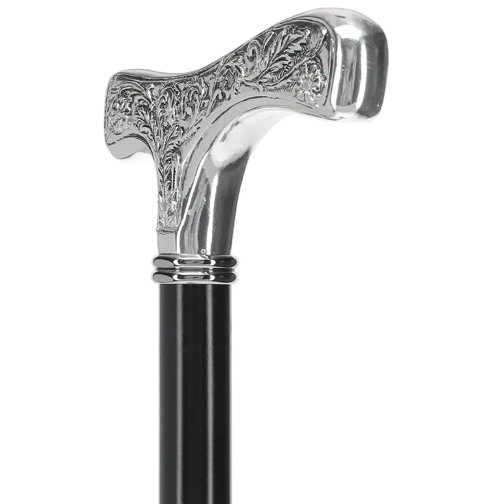 Italian Import: Silver 925r Embossed Fritz Handle Cane