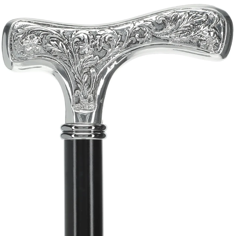 Italian Import: Silver 925r Embossed Fritz Handle Cane