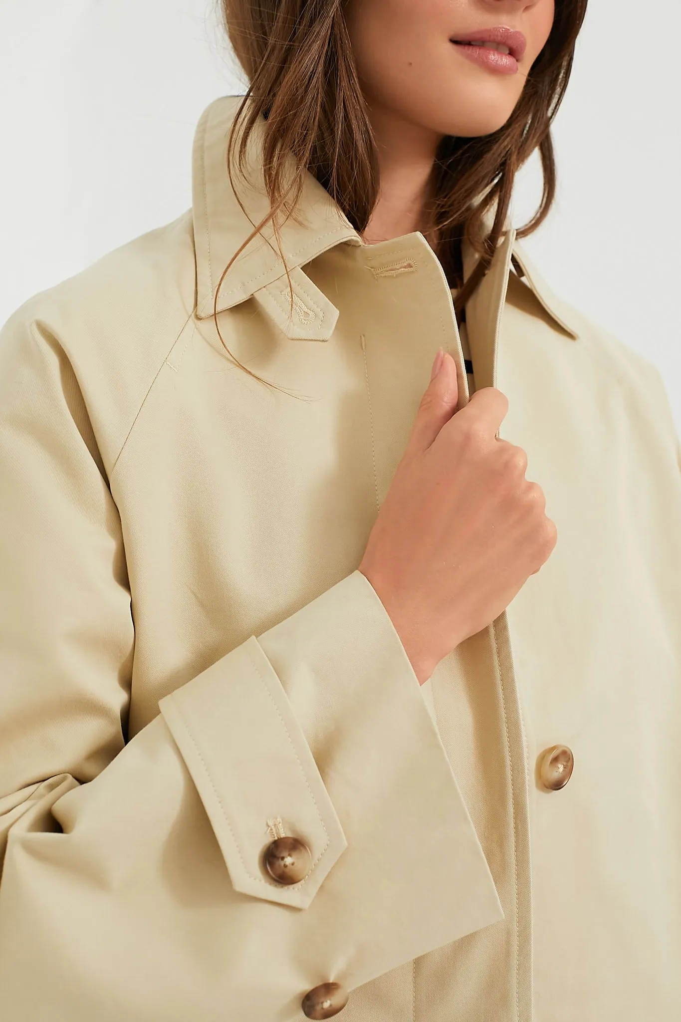 Khaki Drew Short Trench Coat