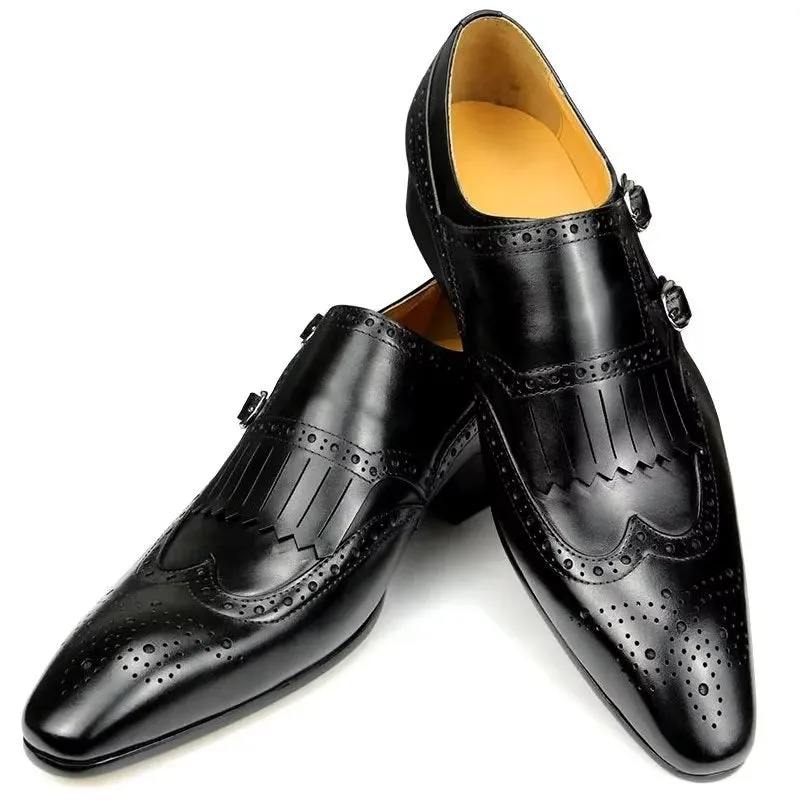 Leather Luxury Metal Elegant Brogue Wedding Shoes