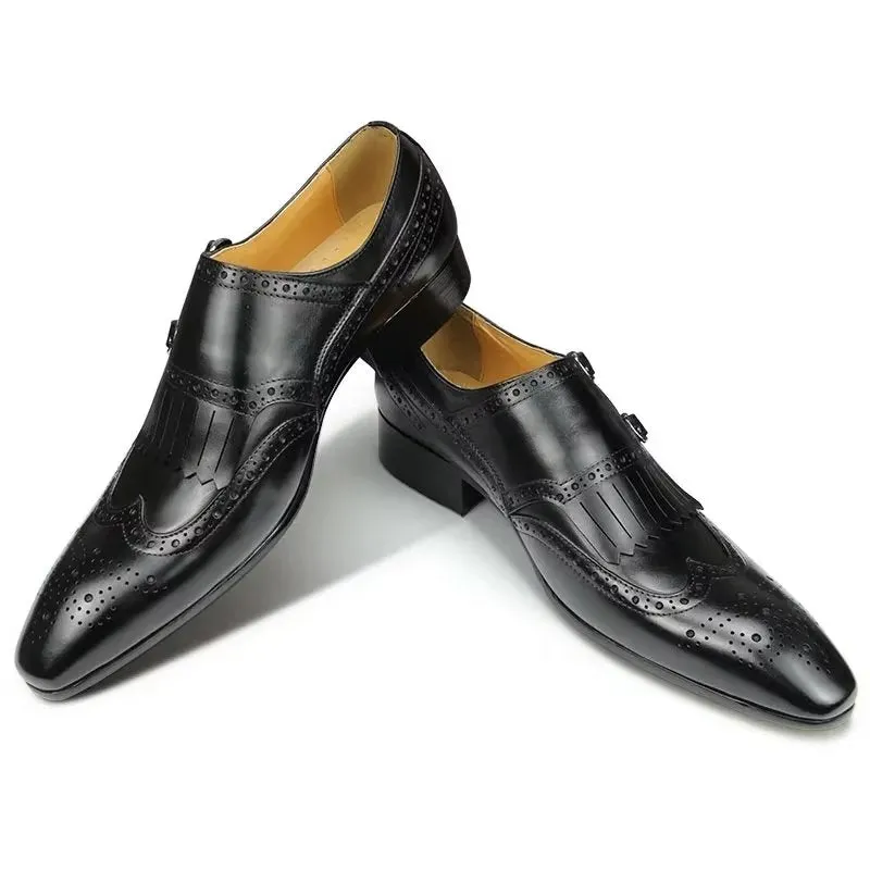 Leather Luxury Metal Elegant Brogue Wedding Shoes