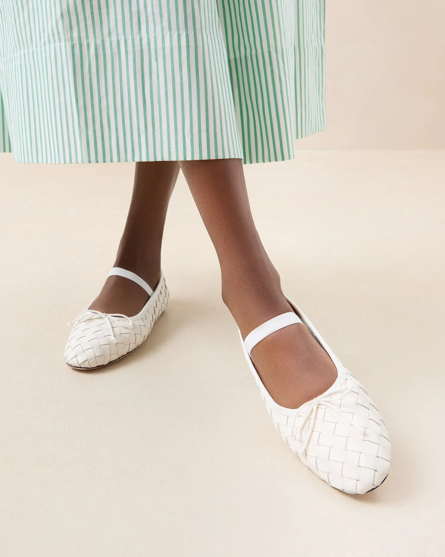 Leonie Cream Woven Ballet Flat