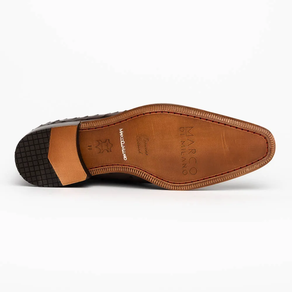 Marco Di Milano Criss Oxford Brown Ostrich Shoes