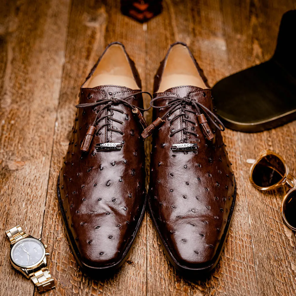 Marco Di Milano Criss Oxford Brown Ostrich Shoes