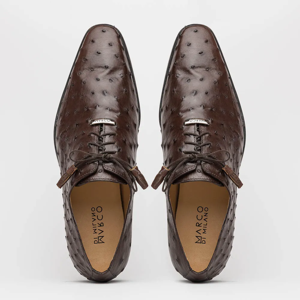 Marco Di Milano Criss Oxford Brown Ostrich Shoes