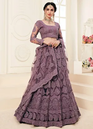 Mauve Purple A Line Trendy Wedding Lehenga Choli