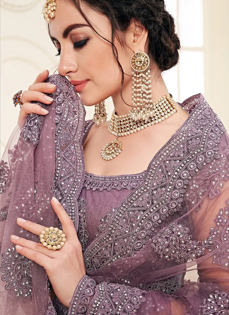 Mauve Purple A Line Trendy Wedding Lehenga Choli