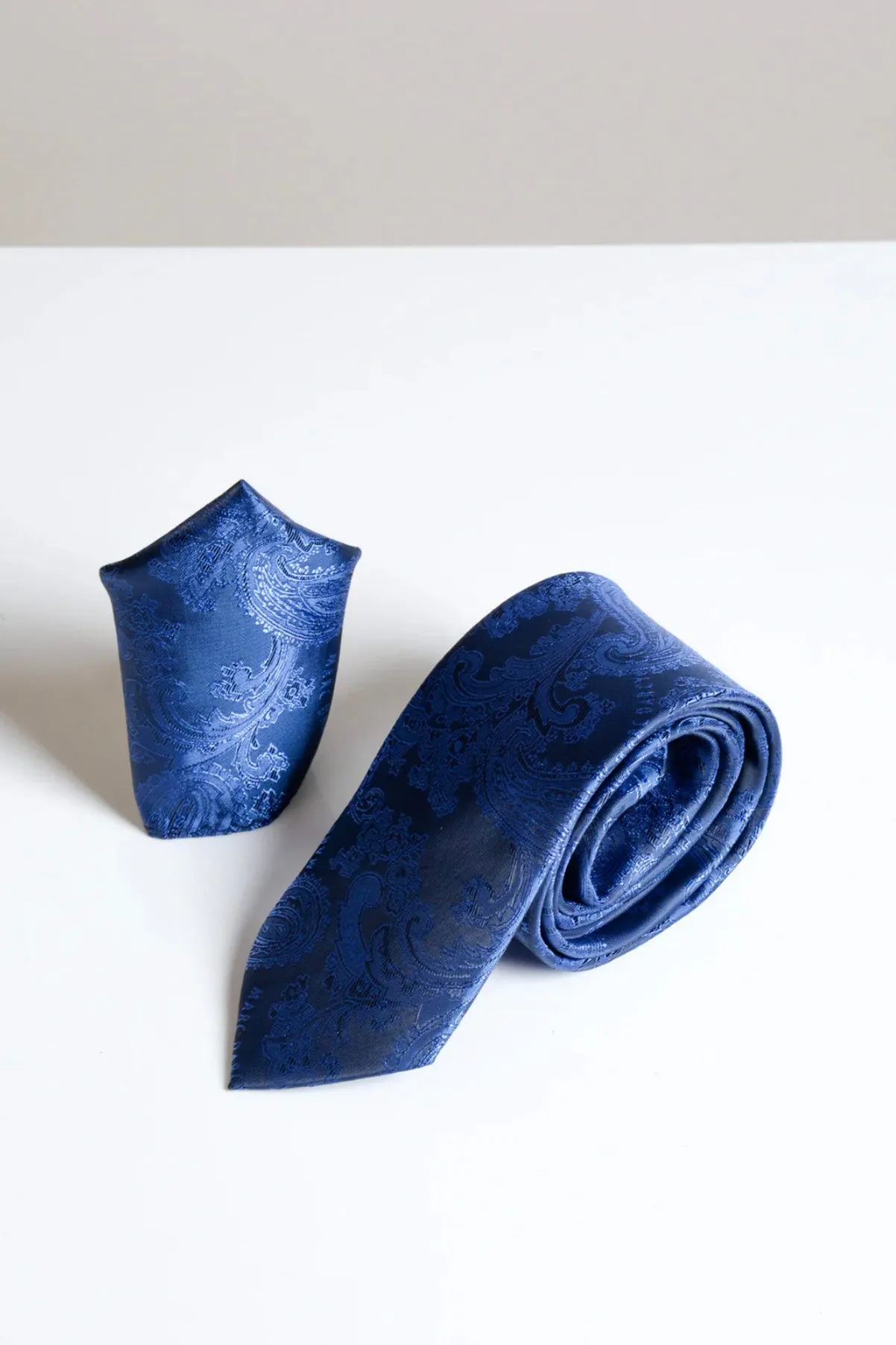 MD PAISLEY - Midnight Navy Paisley Tie and Pocket Square Set