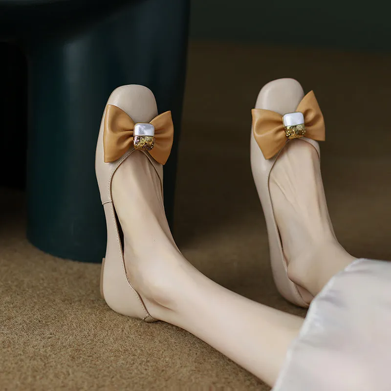 Megan Nude Ballet Flats with Bow