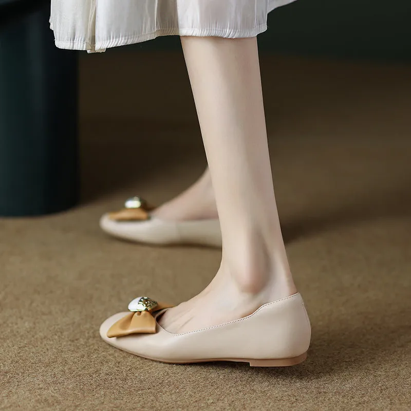 Megan Nude Ballet Flats with Bow