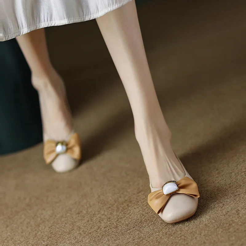 Megan Nude Ballet Flats with Bow