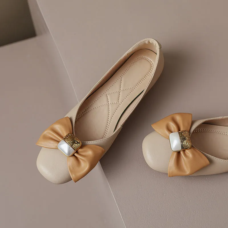 Megan Nude Ballet Flats with Bow