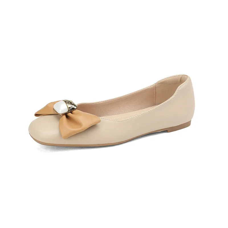 Megan Nude Ballet Flats with Bow