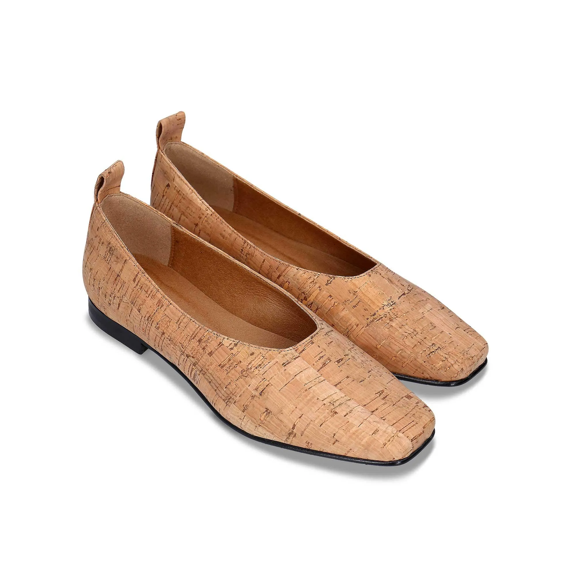 Melita Women's Ballerina Cork Vegan Flats | Beige