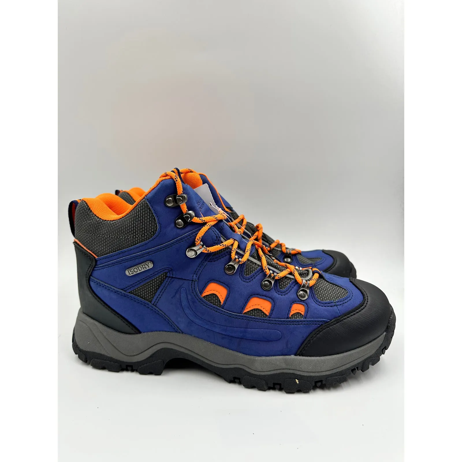 Men's Size 13, Blue and Orange Isodry High Top Hikers, Rubber Toe Caps