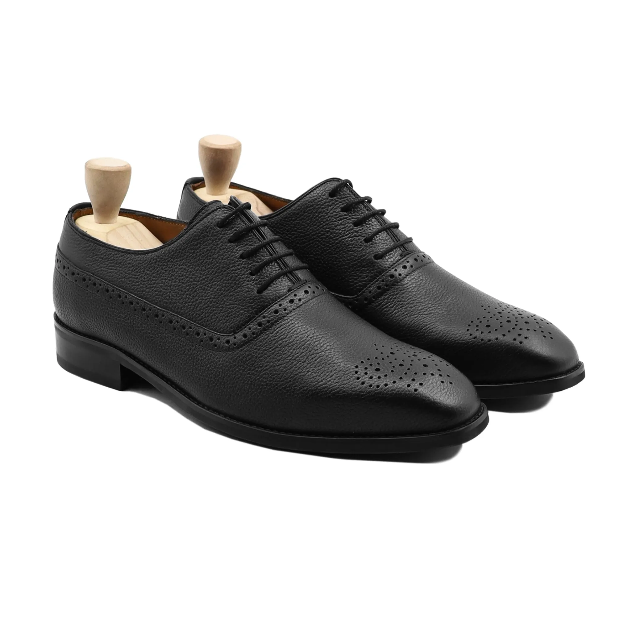 Monte - Men's Black Pebble Grain Leather Oxford Shoe