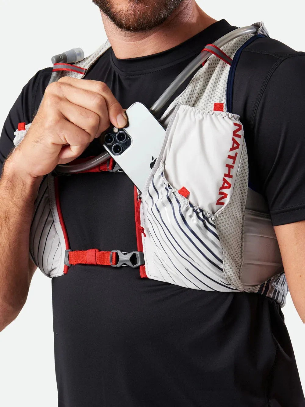 Nathan | Pinnacle 12L Hydration Race Vest | Unisex | Vapor Grey/Ribbon Red