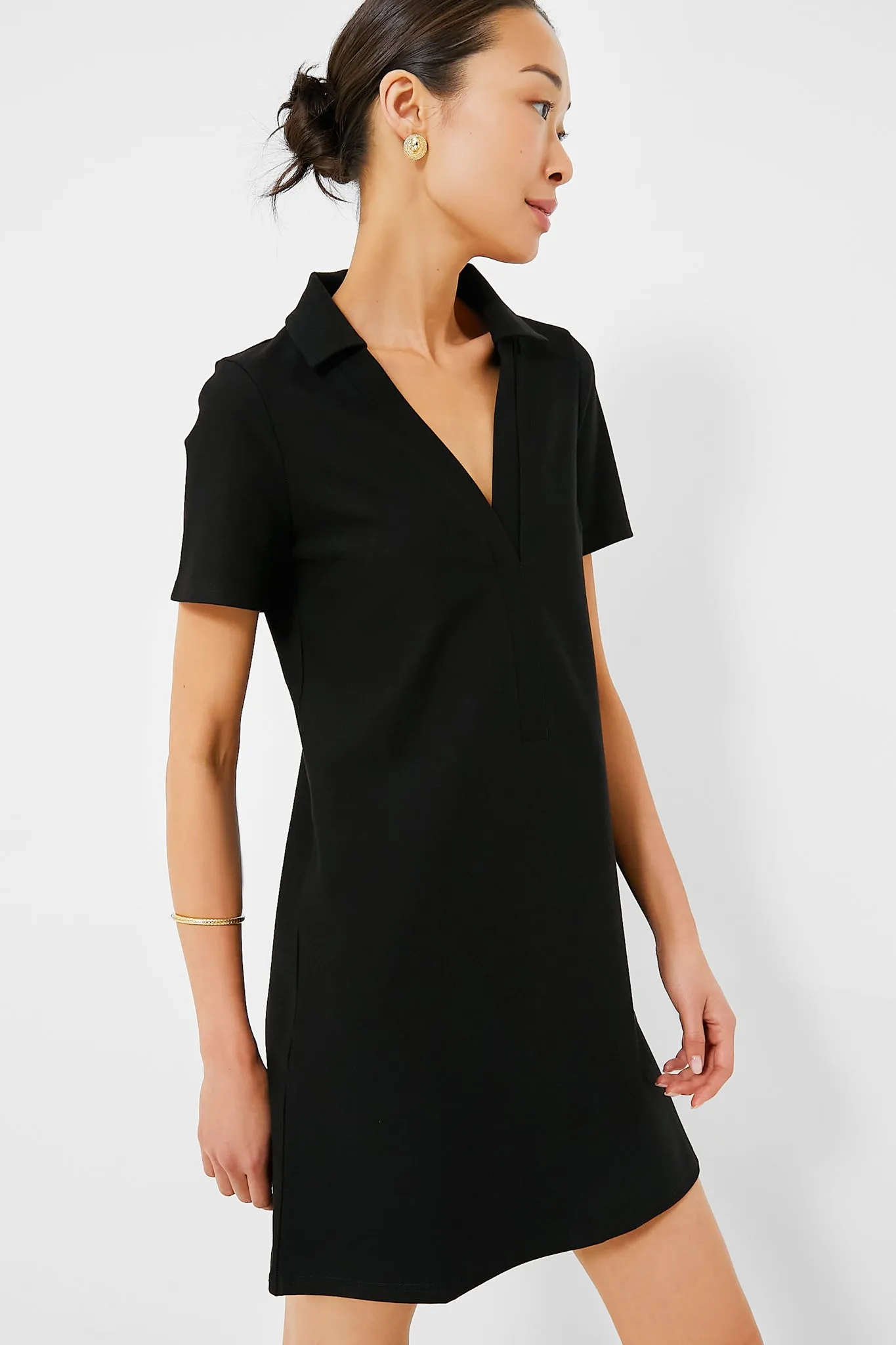 Noir Ponte Wright Polo Dress