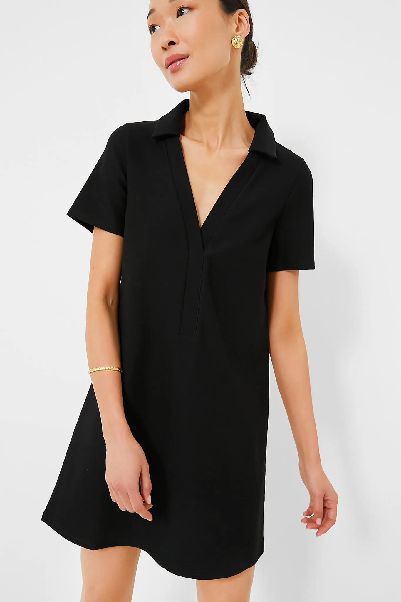 Noir Ponte Wright Polo Dress