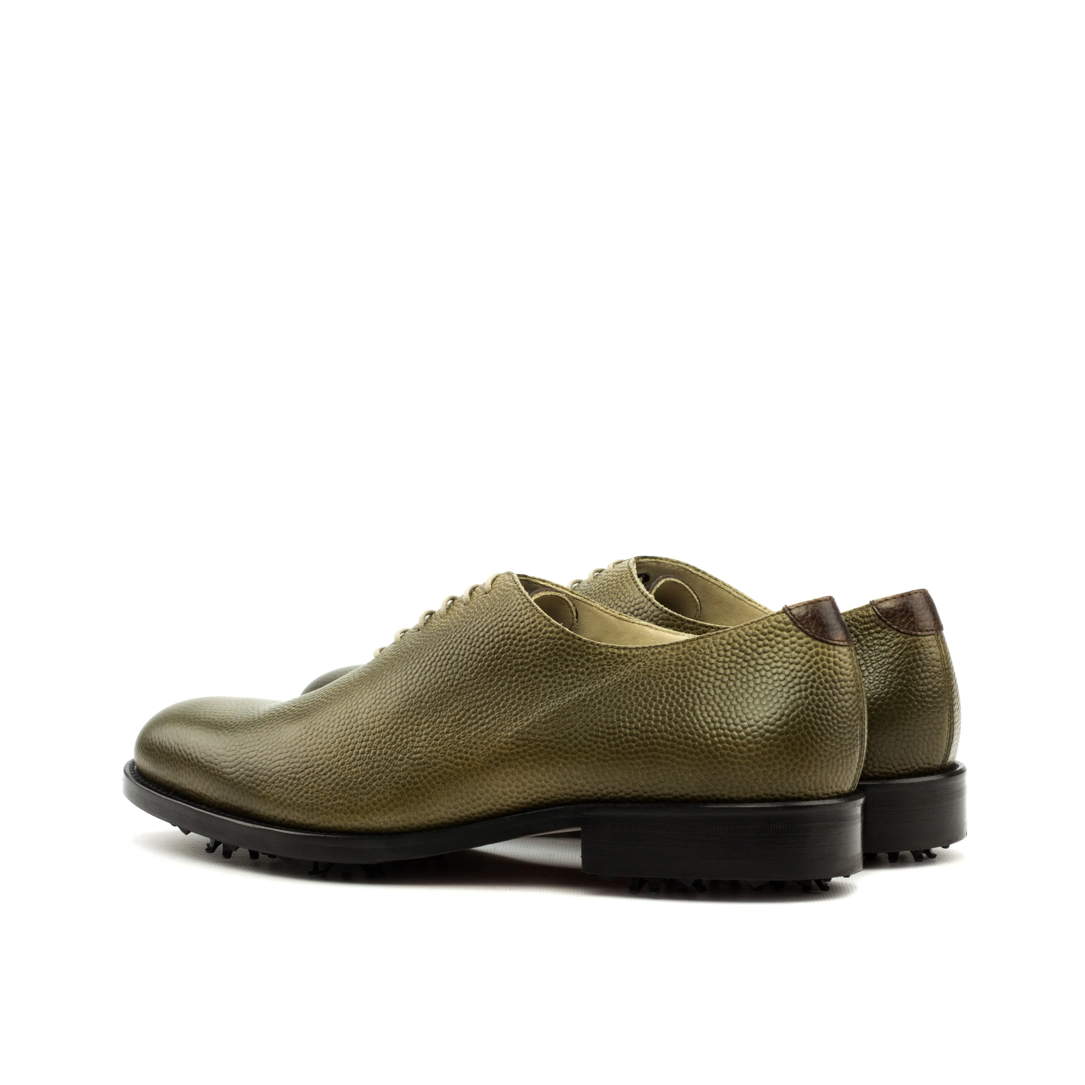 Olive & Dark Brown Leather Wholecut Golf Shoes