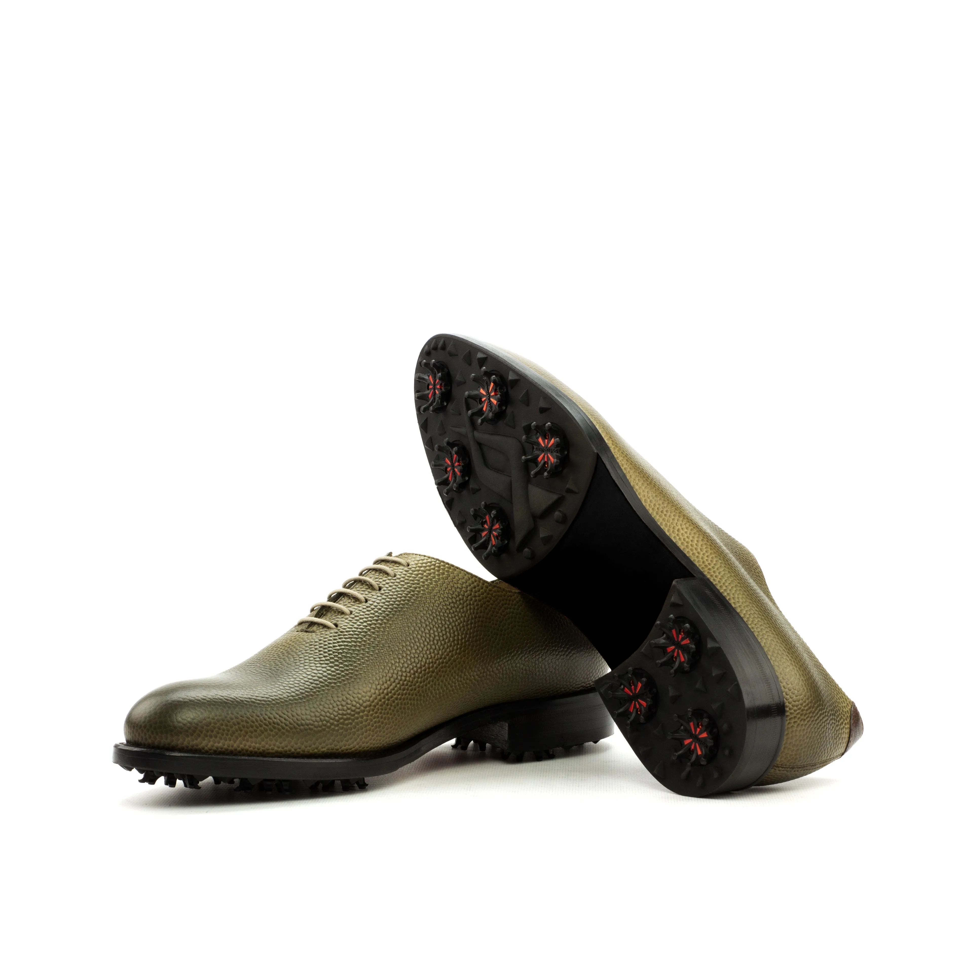 Olive & Dark Brown Leather Wholecut Golf Shoes