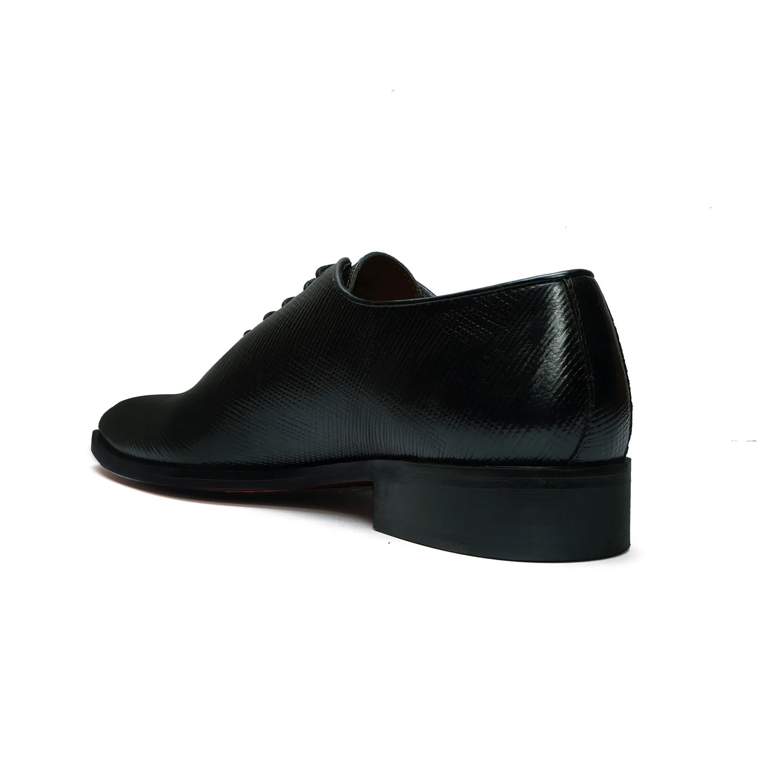 Oxford Lace-Up Formal Shoes in Black Saffiano Leather