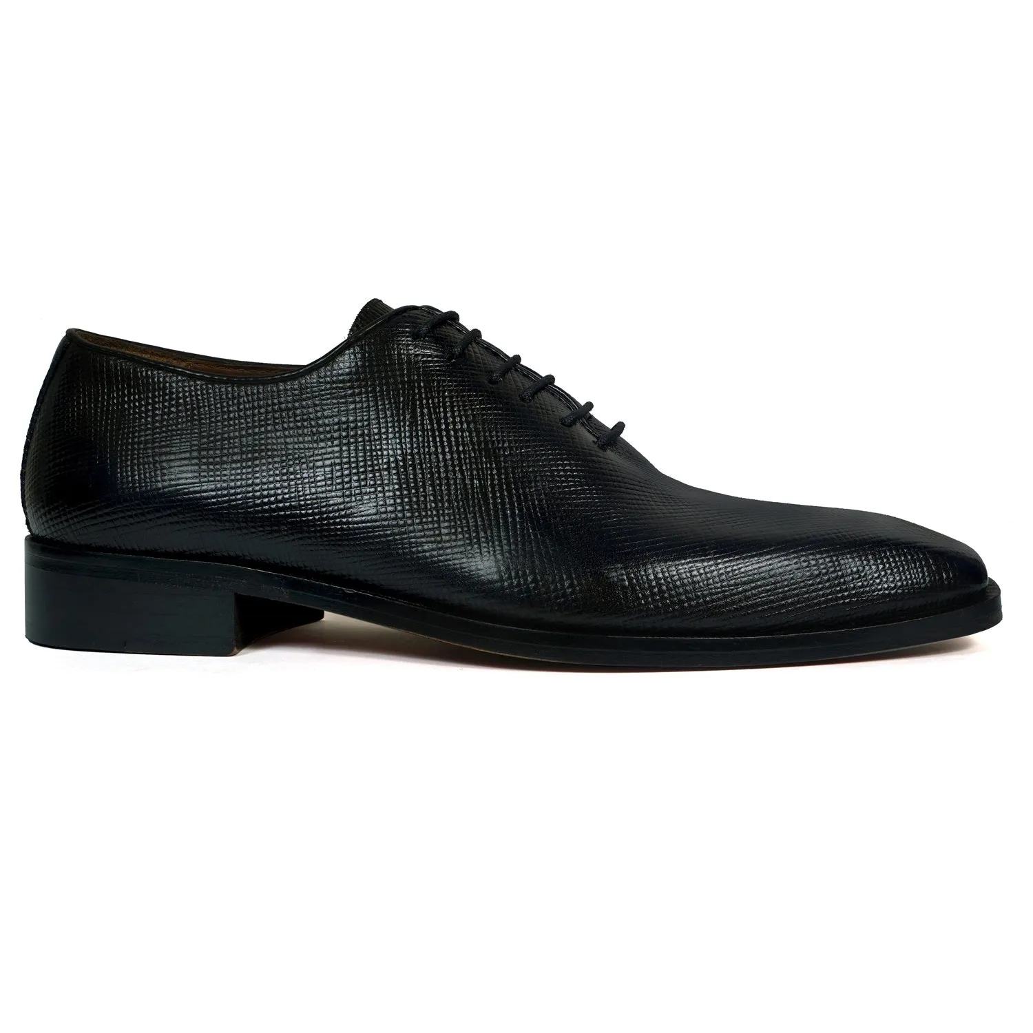 Oxford Lace-Up Formal Shoes in Black Saffiano Leather