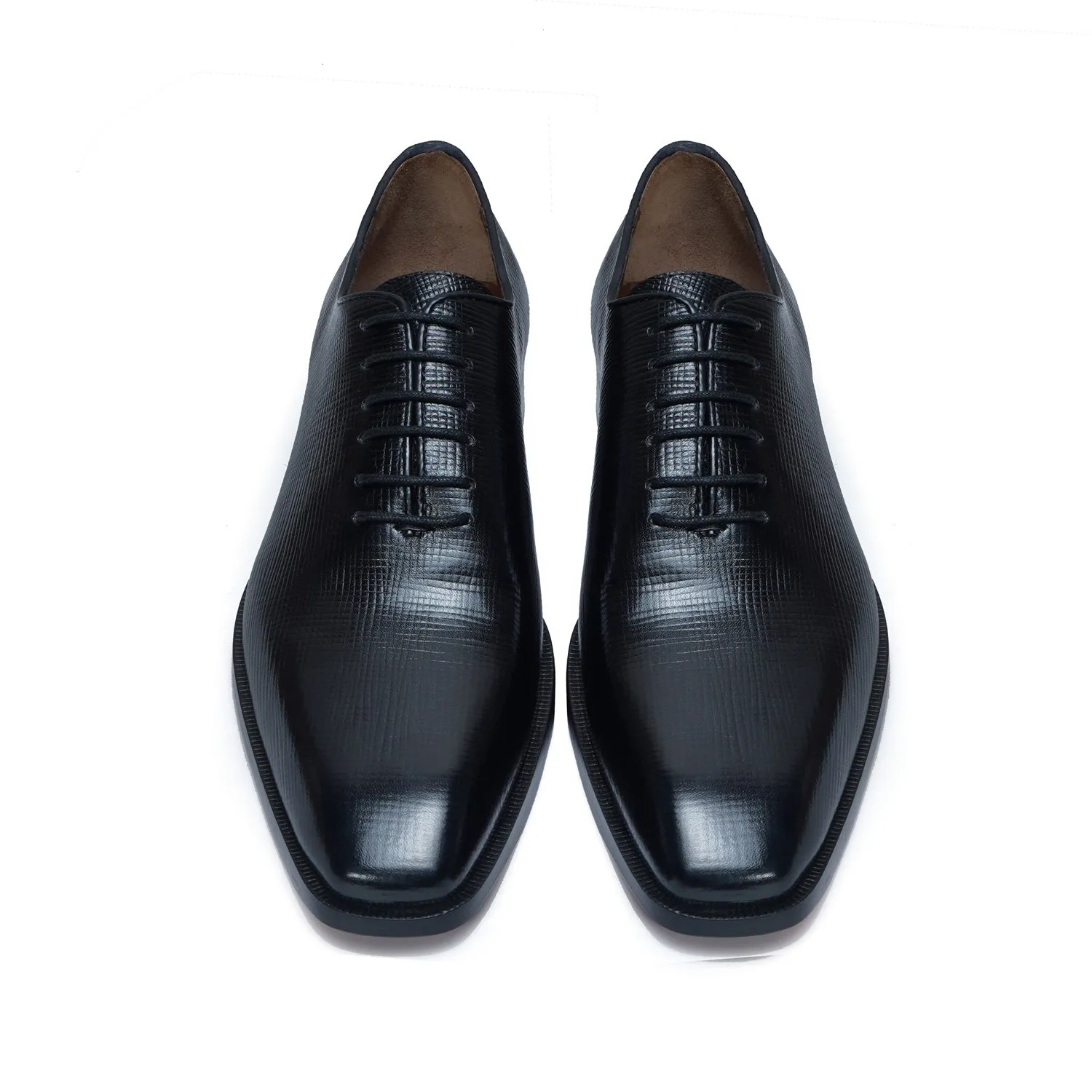 Oxford Lace-Up Formal Shoes in Black Saffiano Leather