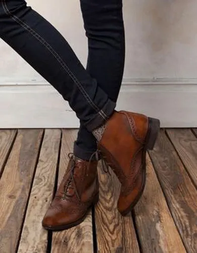 Oxford style ankle boots