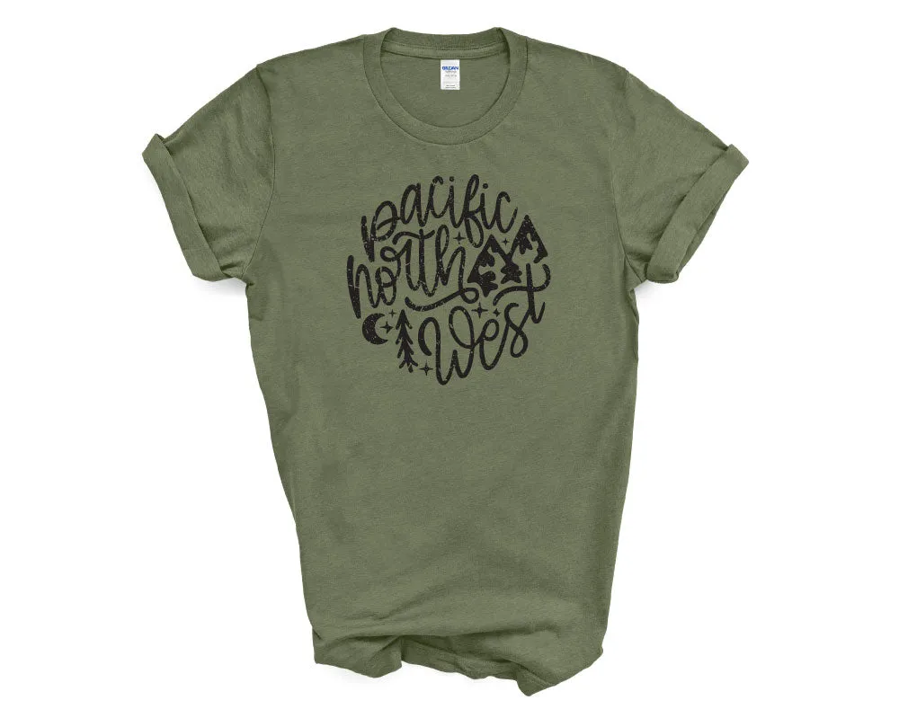 Pacific Northwest Script Grunge Logo Shirt or Hoodie