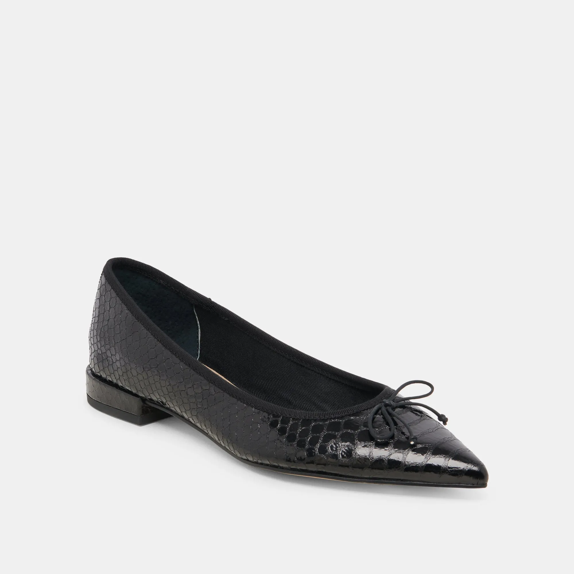 PALANI BALLET FLATS MIDNIGHT SNAKE EMBOSSED