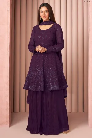 Party Wear Trendy Violet Palazzo Style Salwar Suit