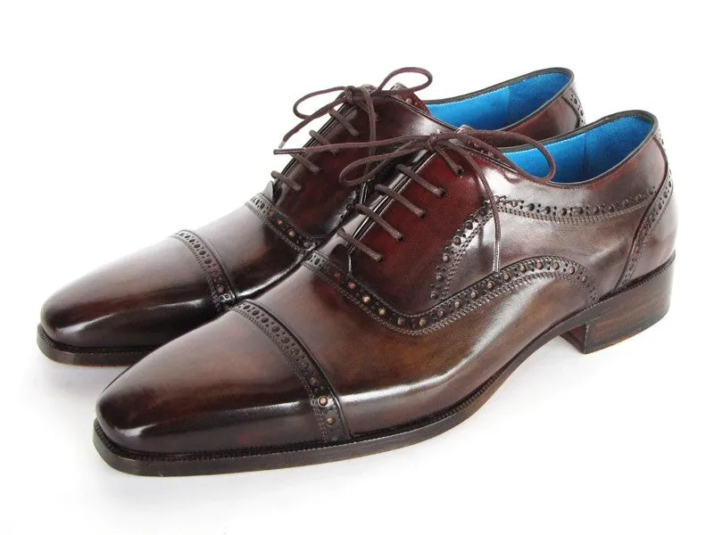 Paul Parkman Men's Captoe Oxfords Anthracite Brown  Leather (ID#024-ANTBRW)