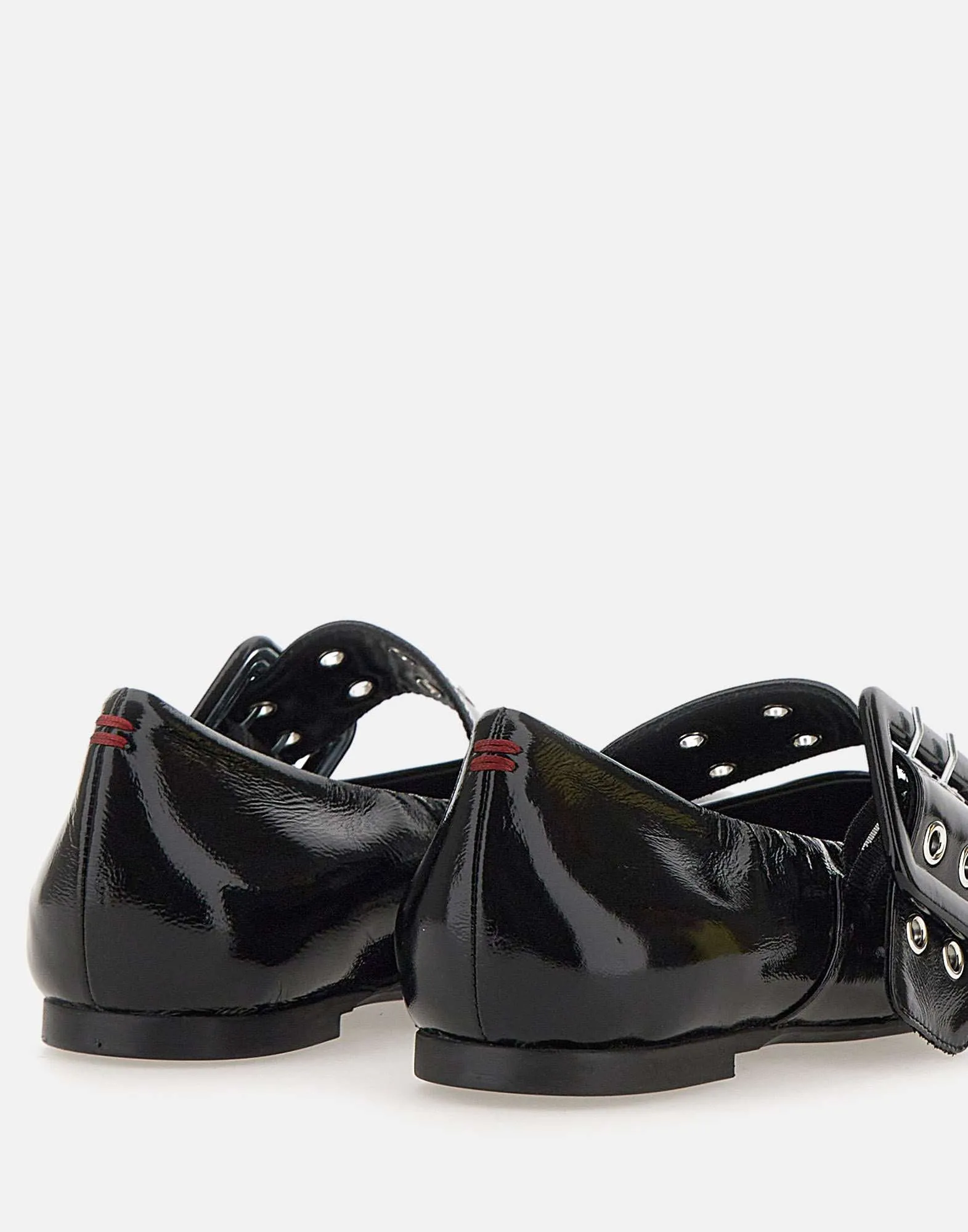 Peg Glaze Black Leather Flats