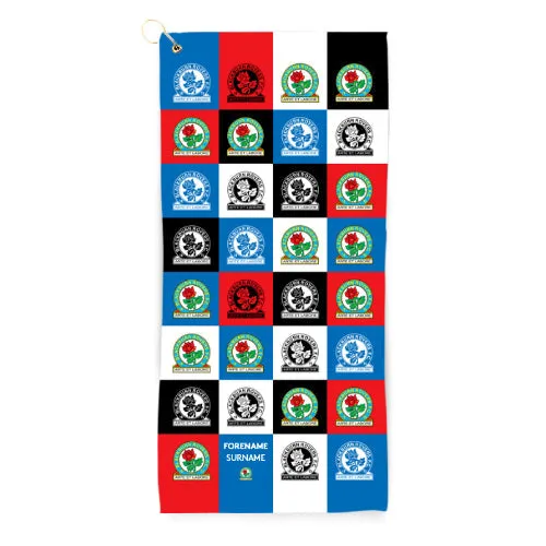 Personalised Blackburn Rovers Chequered Golf Towel