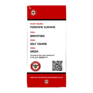 Personalised Brentford FC Ticket Golf Towel