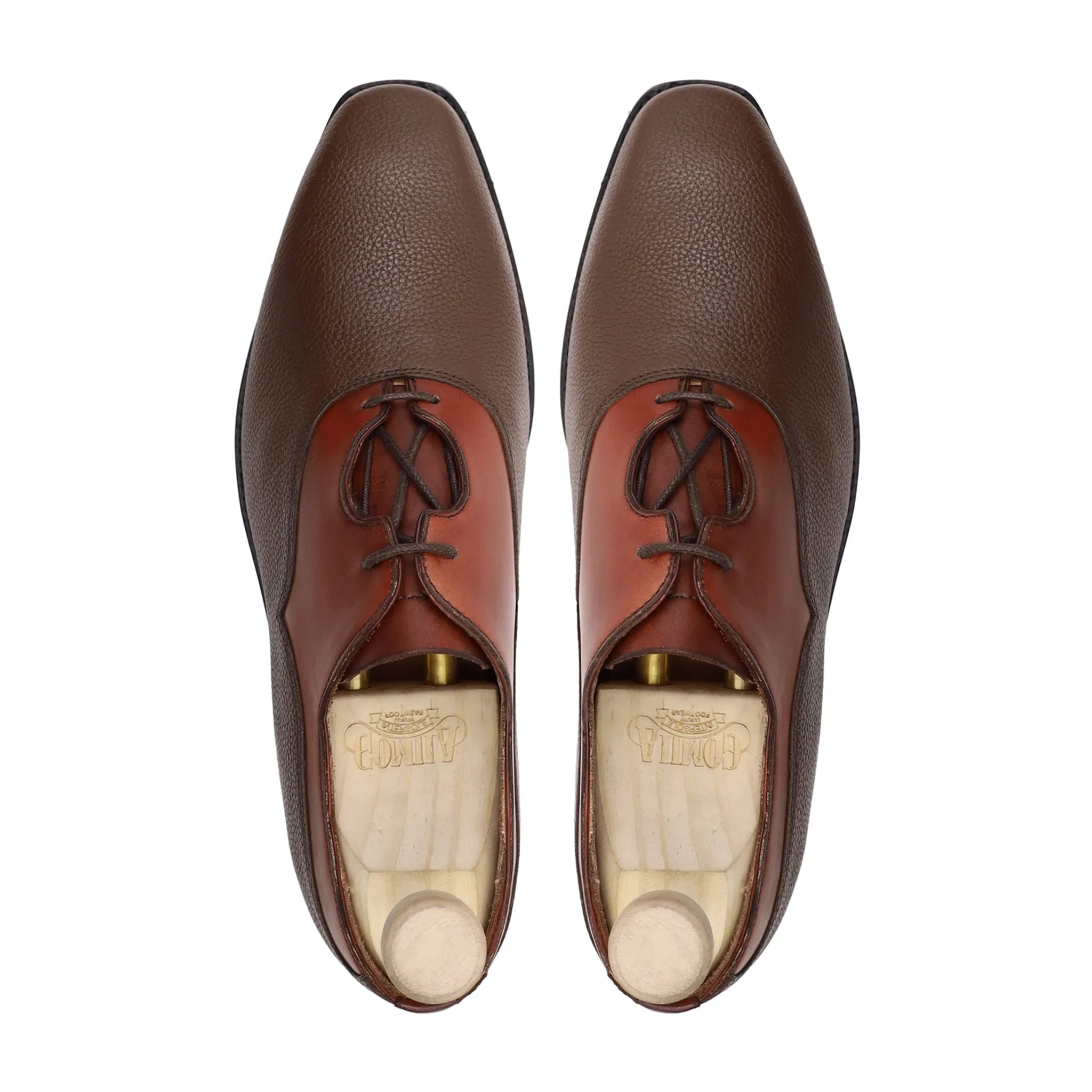 Pintxo - Men's Brown Calf and Pebble Grain Leather Oxford Shoe